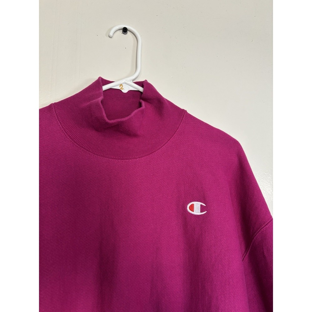 magenta Champion women's Reverse Weave mock neck cropped sweatshirt Medium - Picture 3 of 11